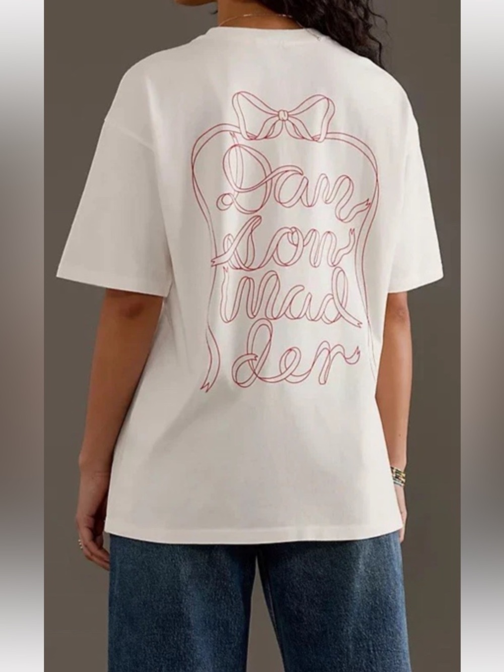 Damson Madder x Anthropologie Bow Logo Red XL Size 16 Organic Cotton T Shirt
